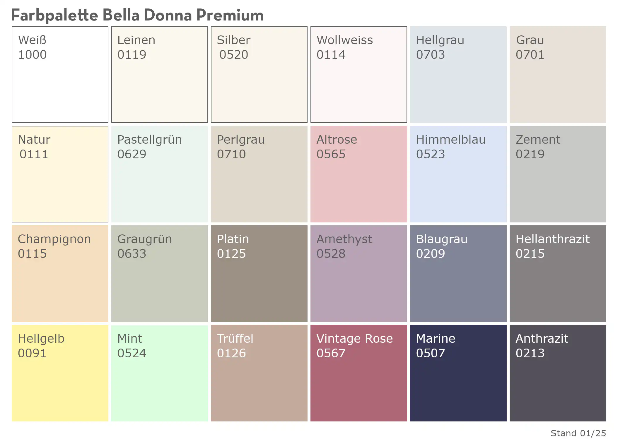 Formesse_Bella Donna Premium_Farbpalette_24 Farben